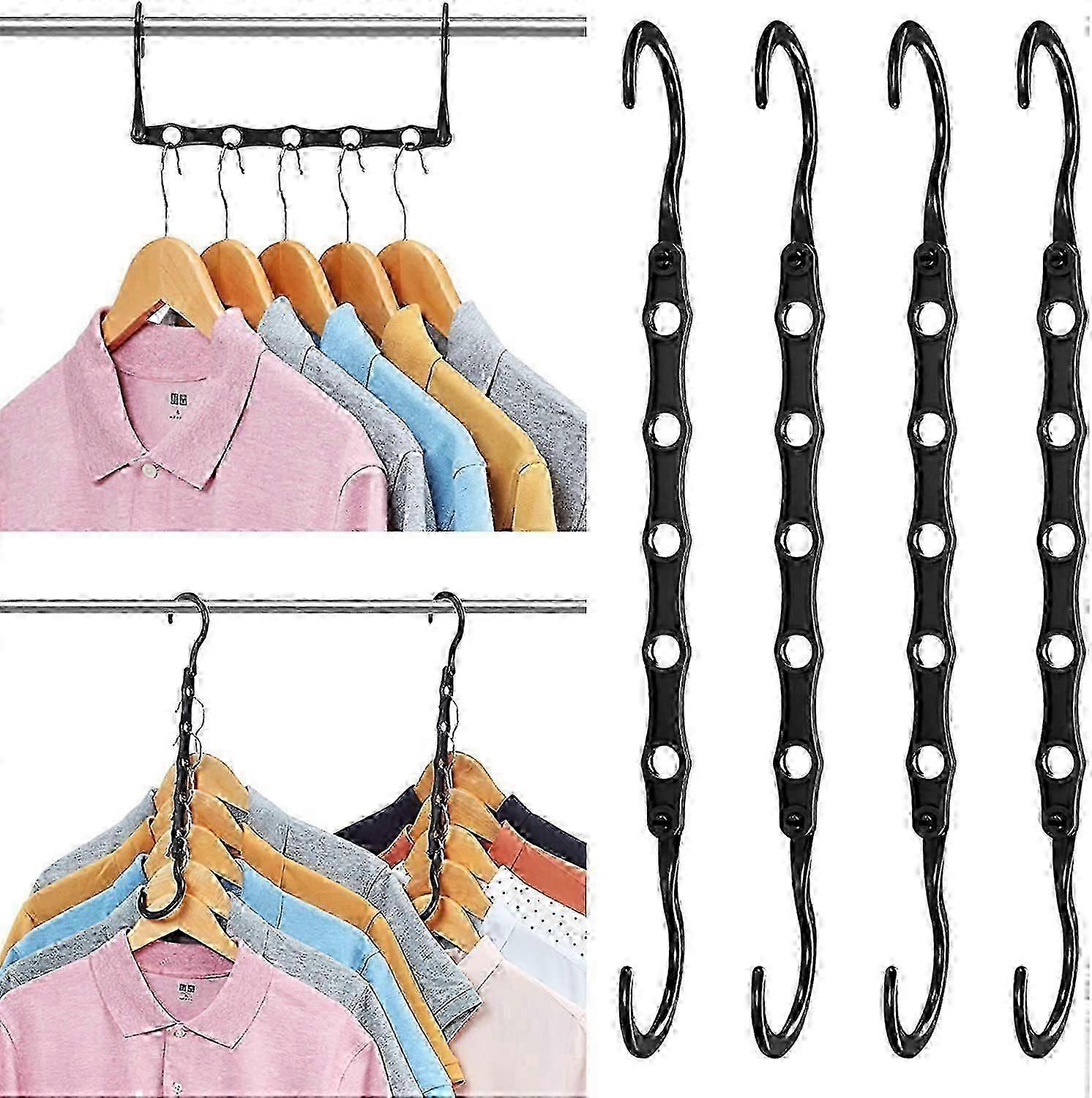 10 Pack Multi-function Magic Clothes Space Saving Non-slip Hooks Improved Design More Holes And More Hanging Space Black Magic
