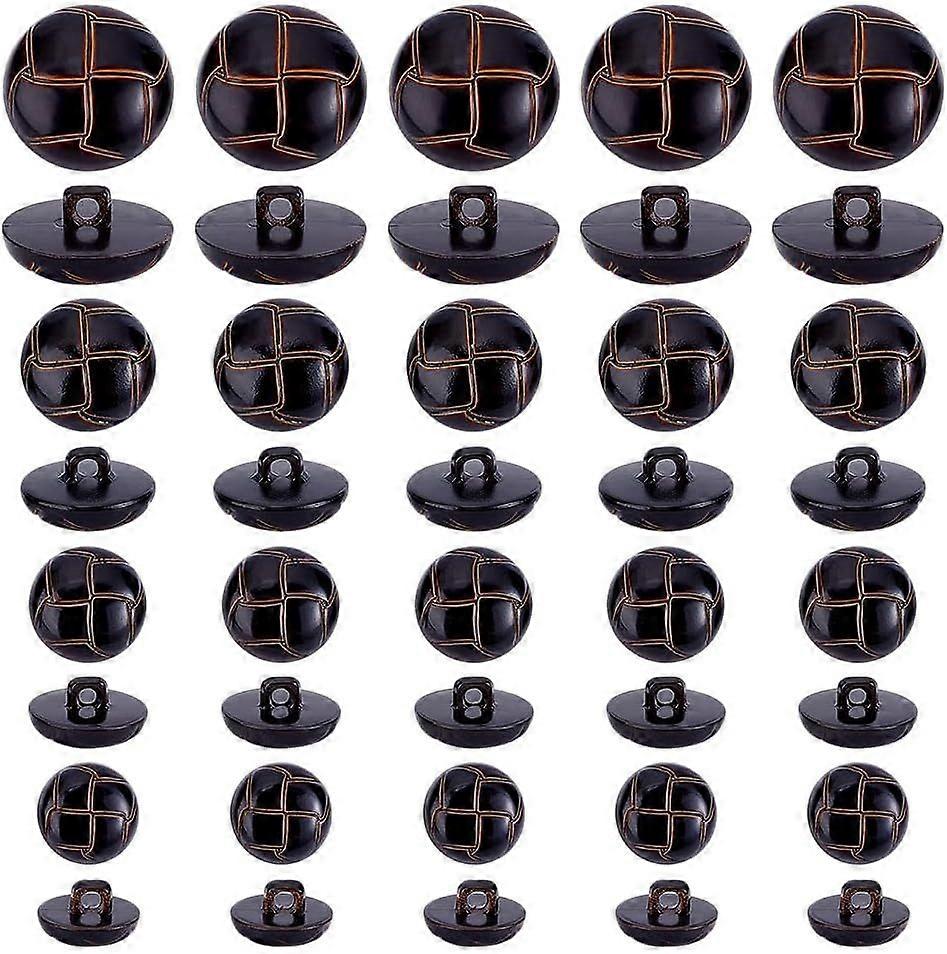 60Pcs 4 Style Coconut Brown Football Shank Buttons Leather Style Plastic Shank Buttons Round Leather Button for DIY Suits Dress Skirts Coats Uniform C