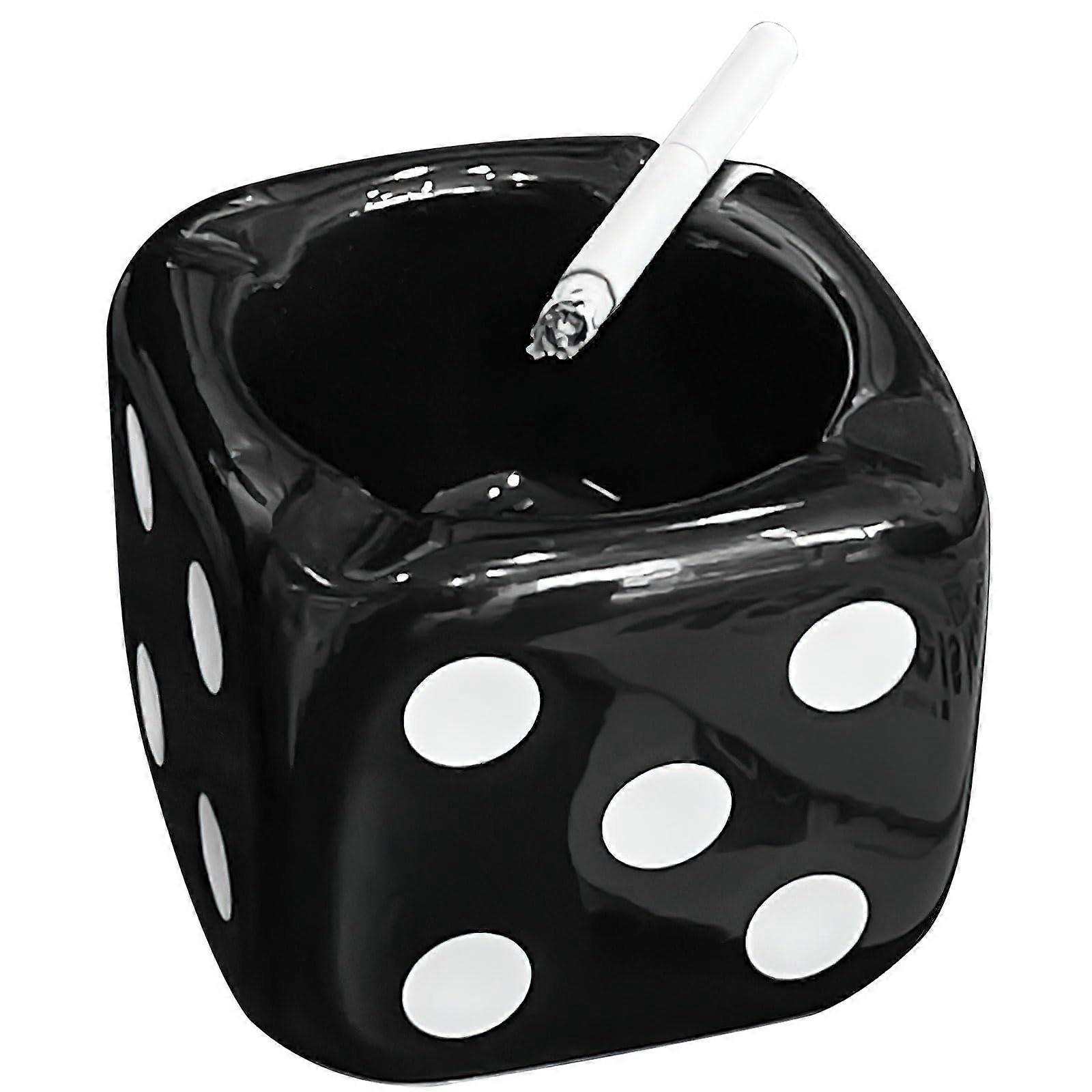 Ceramic Dice Ashtray with Unique Design, Durable Build, Four Slots, Mini for Home and Office