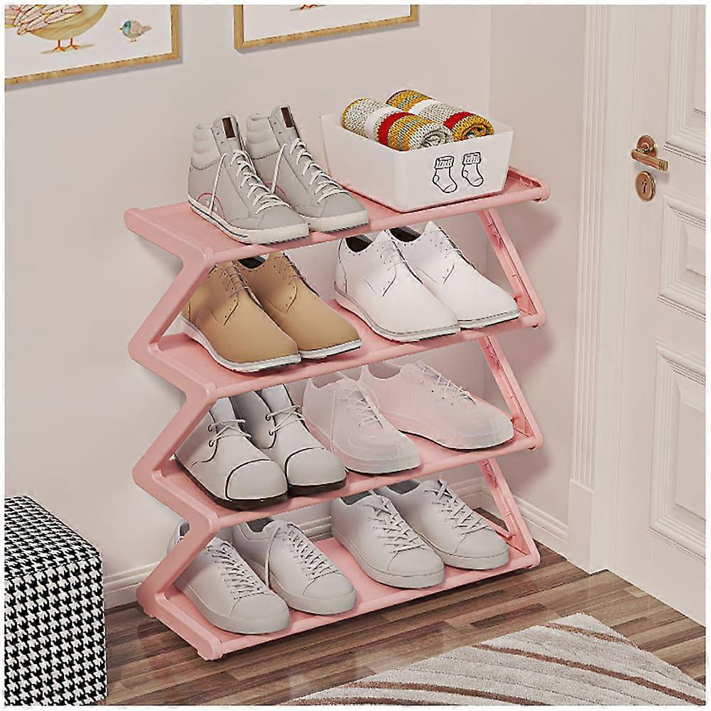 Shoe Rack Organizer SpaceSaving Vertical Storage for Entryway Dorm Bedroom Pink 49.5x42x18.5cm