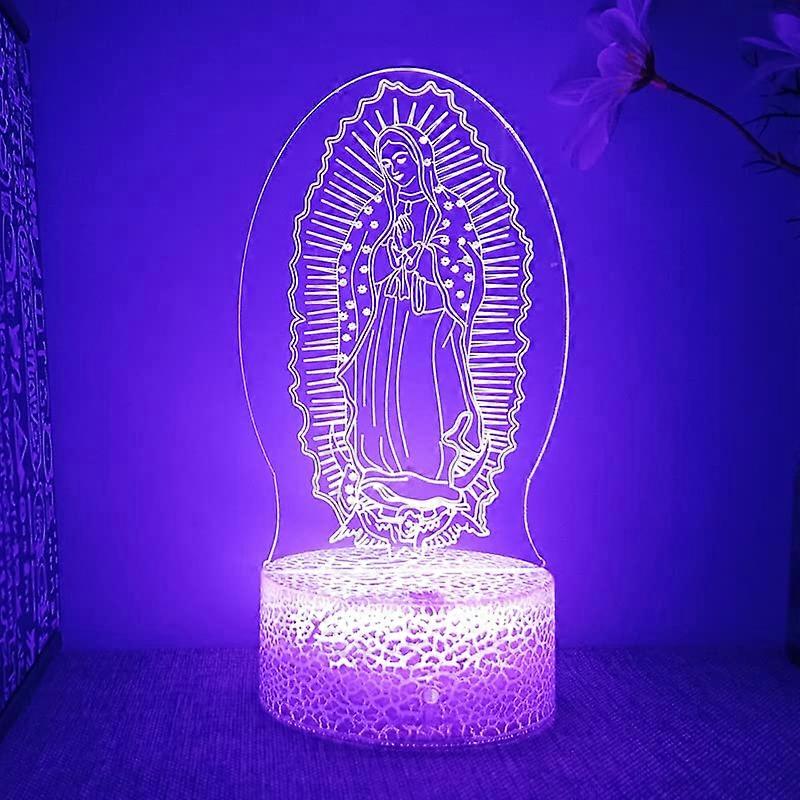3D LED Night Light Virgin Mary Lamp Touch Control 7 Color Changing Acrylic USB Powered Decor