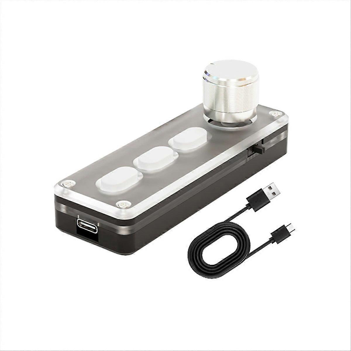 Macro Mechanical Keyboard Silicone Silent 3 Keys 1 Knob White