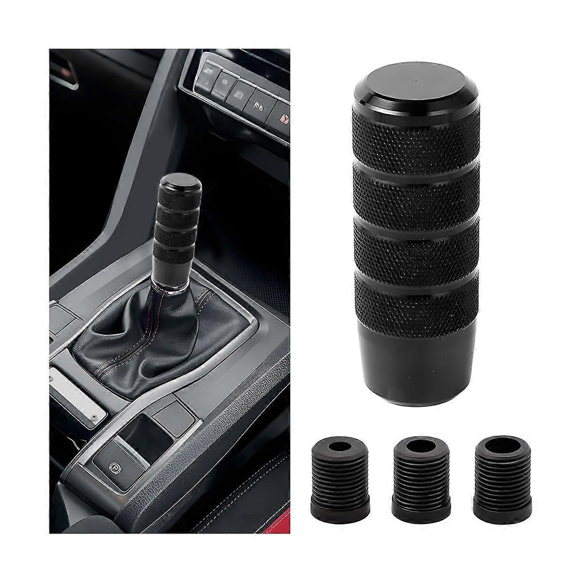 Shift Knob Aluminum Weighted Gear Shift Knob Universal Fit with Thread Adapters AntiSlip Black