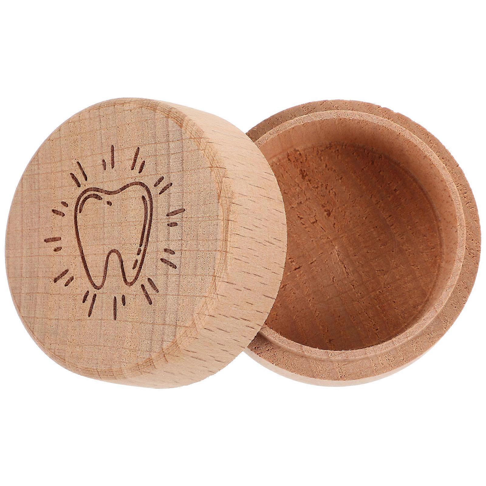 Baby Tooth Box Wooden Organizer for Storage Use 2Pcs Multi Color Keepsake