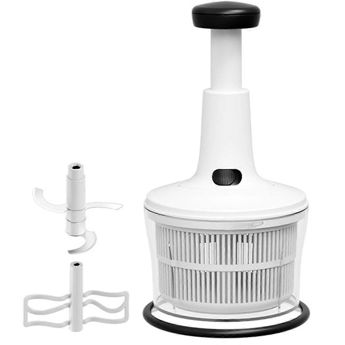 Manual Food Processor - Multi-Function Salsa Maker, Hand Chopper, and Salad Spinner with Stainless S