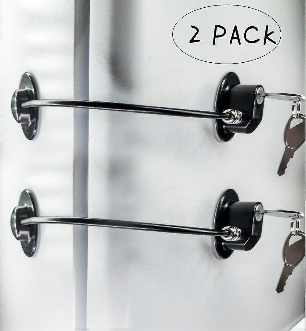 Black Refrigerator Door Lock 2pcs Freezer Door Lock File Drawer Lock with 4 Keys