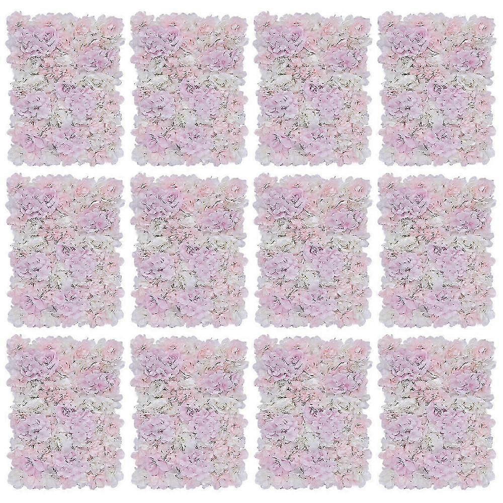 12-Piece Silk Hydrangea and Rose Artificial Flower Wall Panel Backdrop