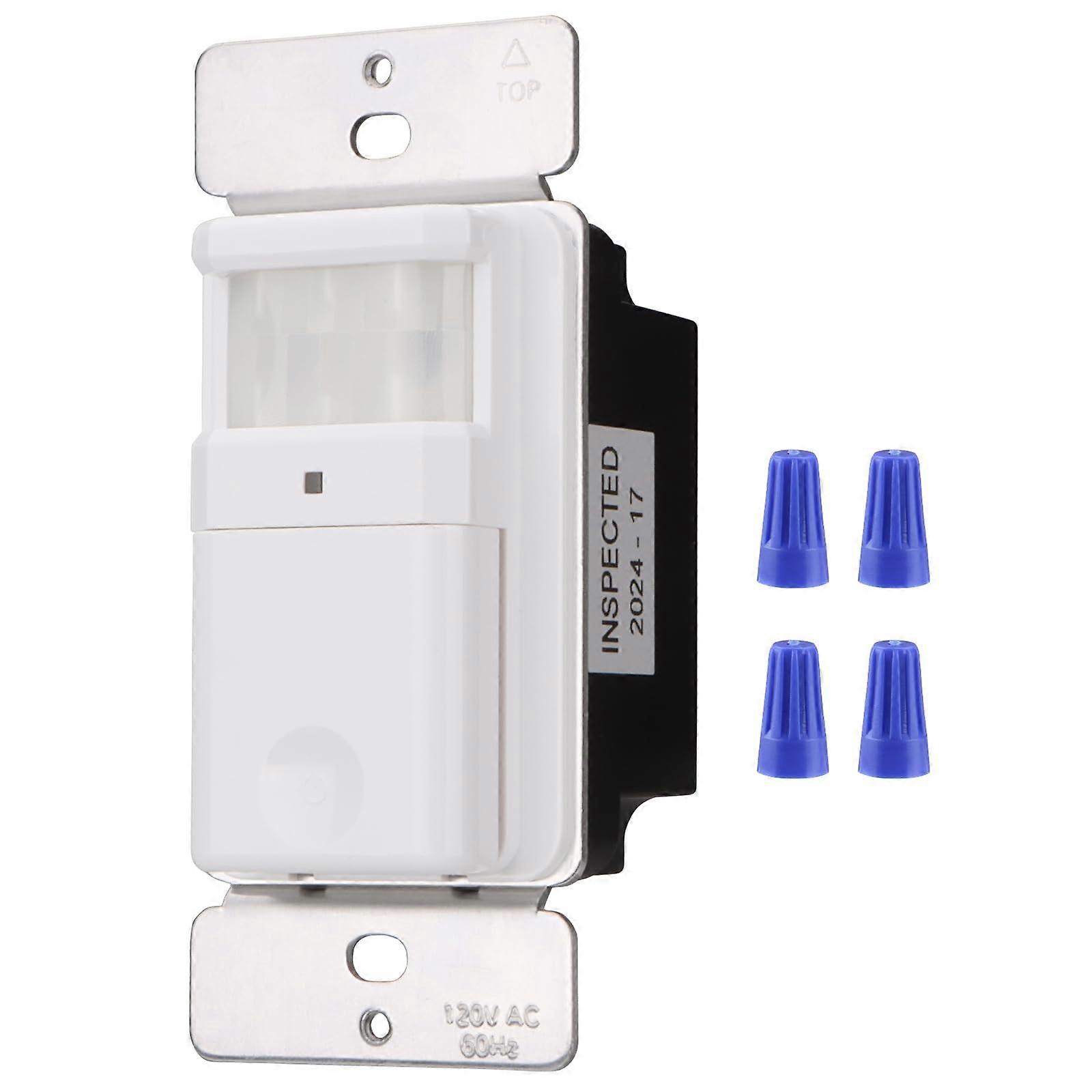 Motion Sensor Light Switch 180° PIR Smart Detection Energy Saving Single Pole for LED CFL White