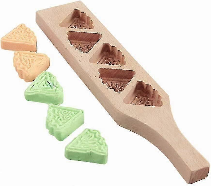 Mooncake Mold Woodprint Mini 5 Triangular Cakes