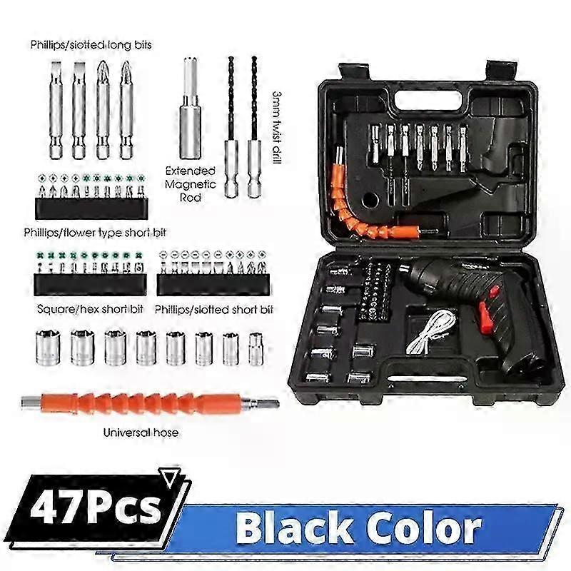 Rechargeable Lithium Electric Screwdriver Tool Cordless 47 In 1 Rotated 90 Degrees Portable Screwdriver With Led For Diy Tools