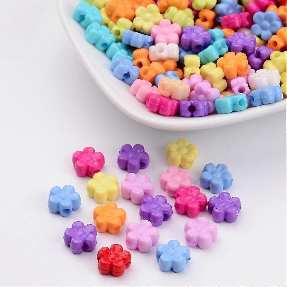 Solid color Acrylic Beads Flower Mixed color 8.5x9x4mm Hole: 2mm