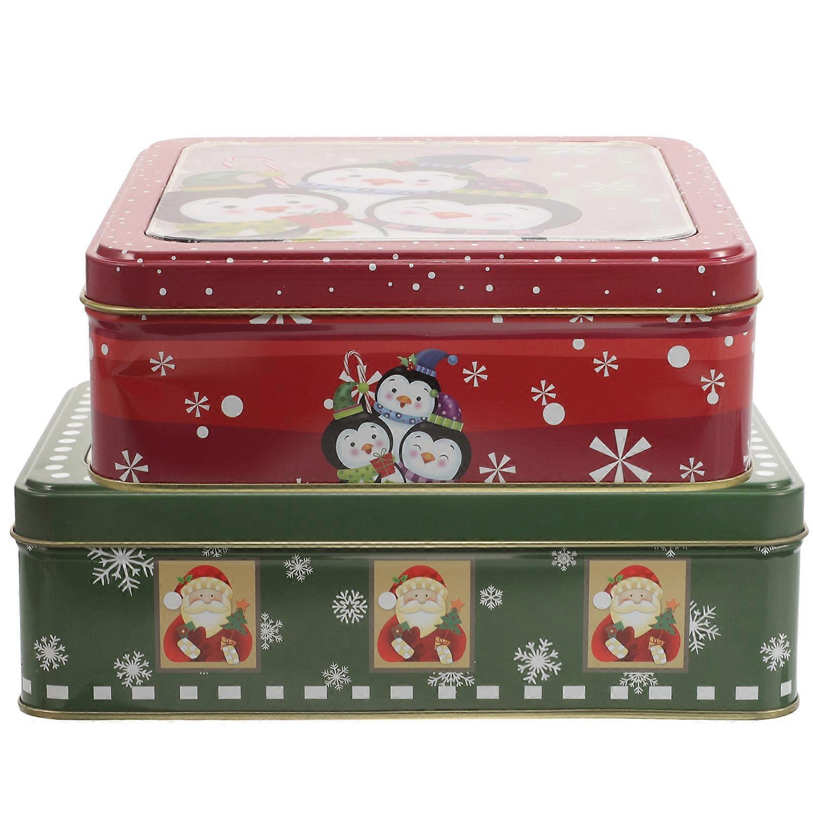 Candy Boxes Tinplate Cookie Box Red Transparent 18.50X13.20X6.80CM 2Pcs
