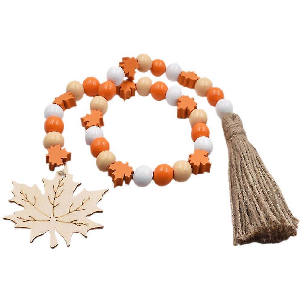 Maple Leaf Wood Beads Garland for Decorative Hanging Rustic Decor