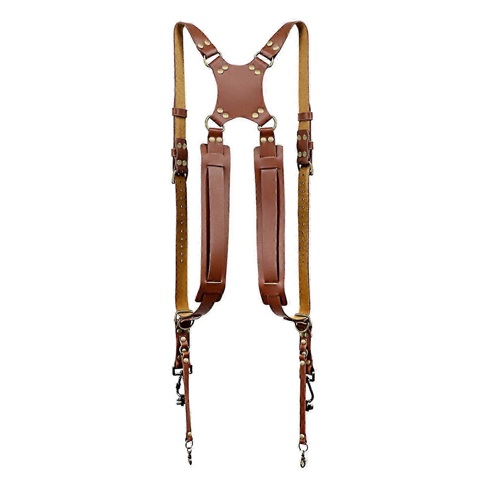 Camera Shoulder Double Strap Harness Quick Release Adjustable Dual Camera Tether Strap for DSLR SLR Camera Brown 2025