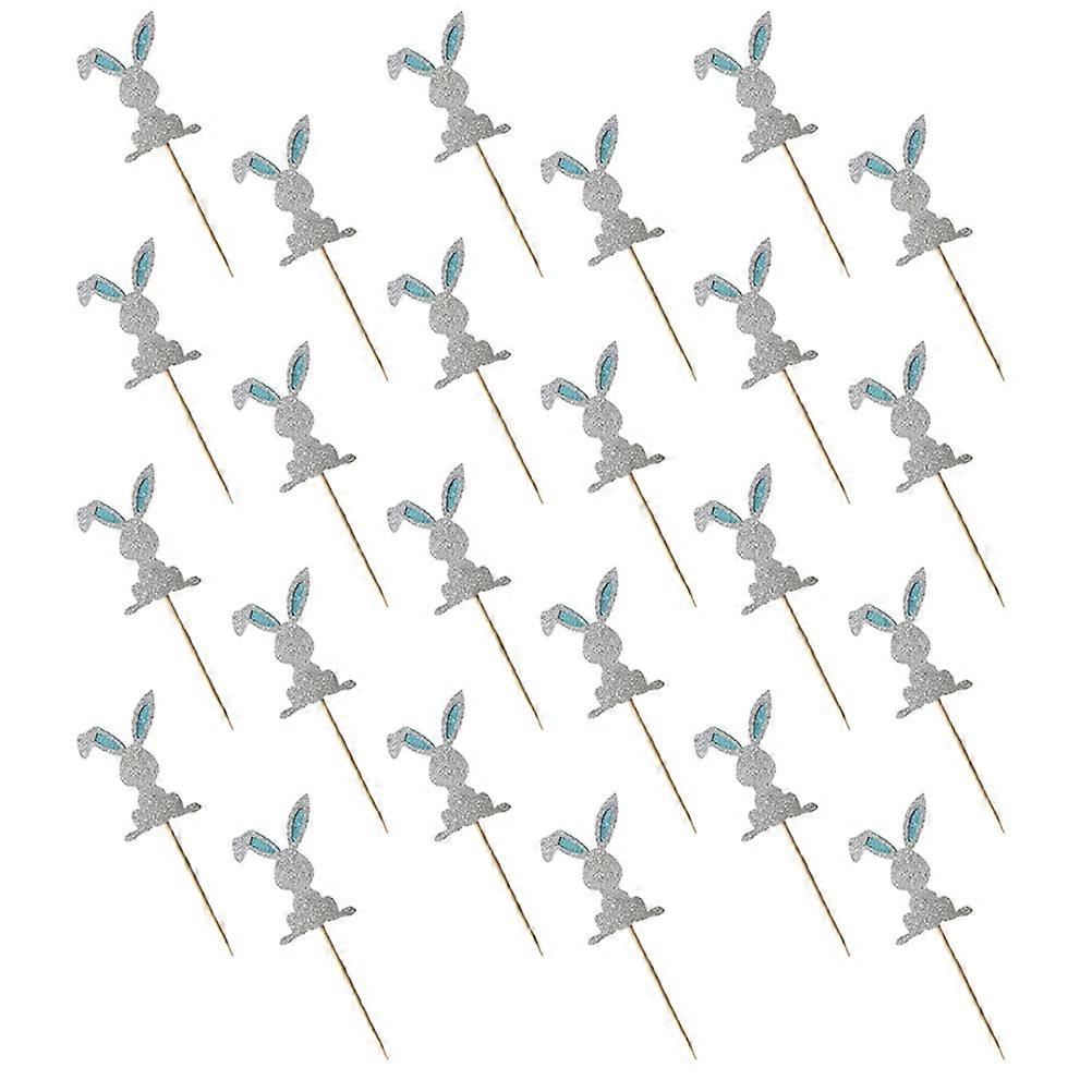 48 Pcs Easter Cupcake Topper Rabbit Shape Cupcake Insert Cards (Random Style)