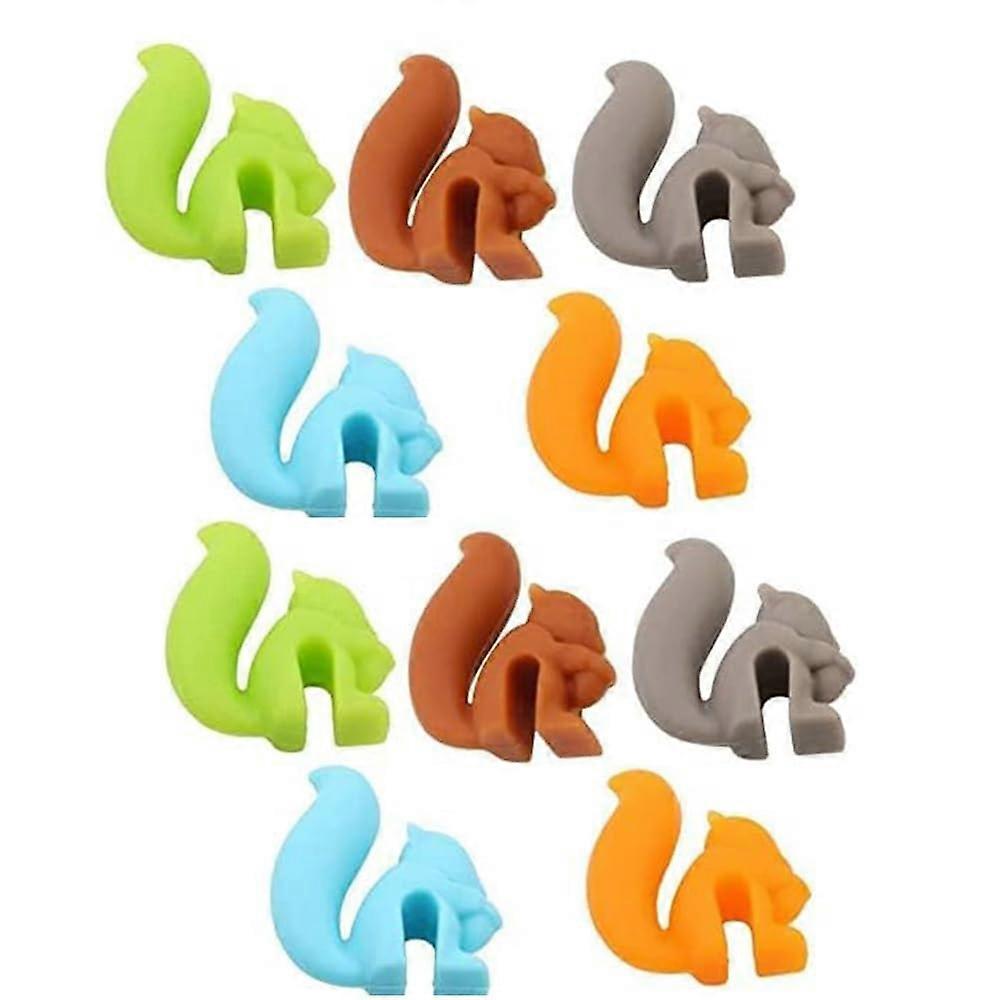 10pcs Squirrel Shape Silicone Tea Bag Holders Set Keeps Strings Secure Colorful Cup Markers