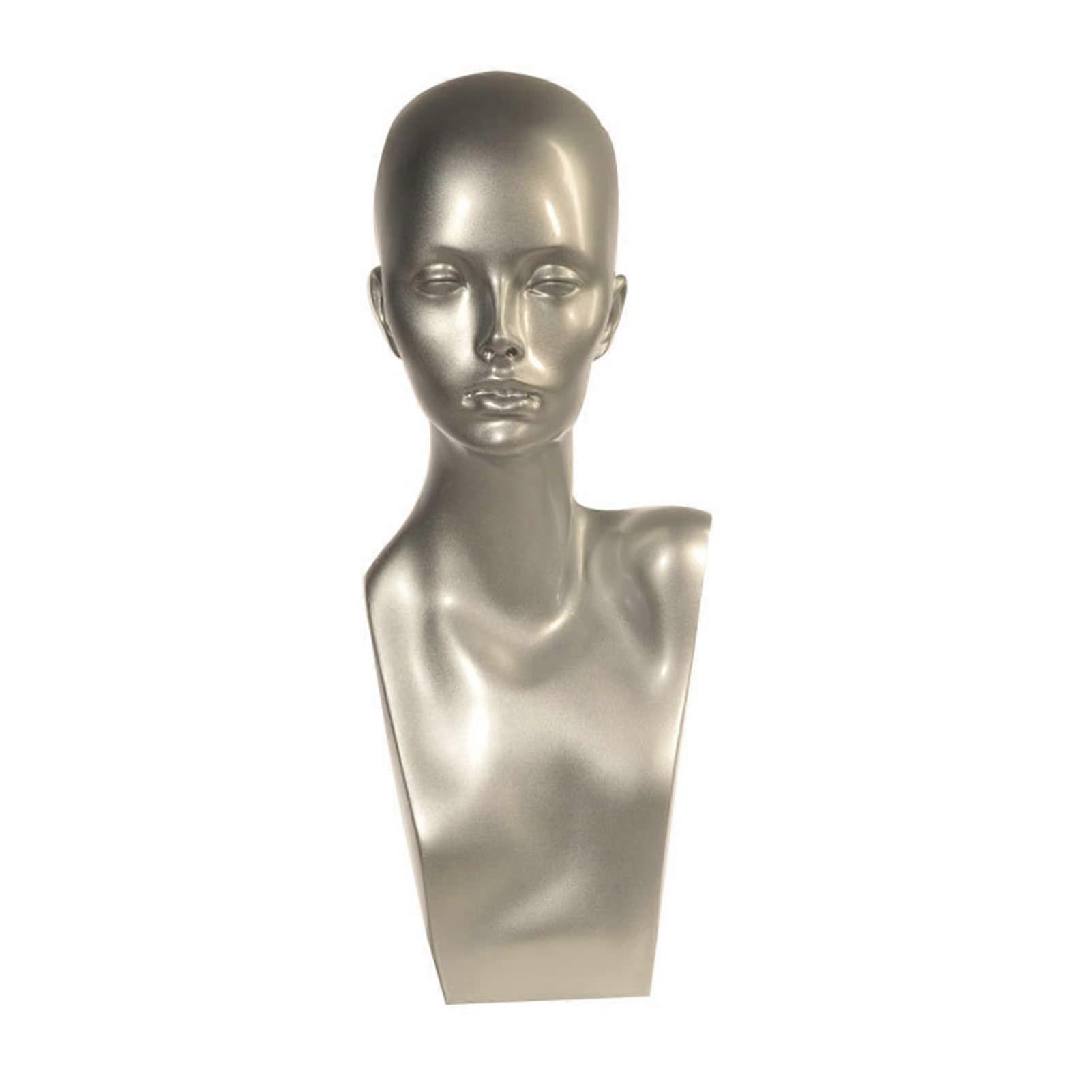 Mannequin Head Stand for Wigs with Soft Smooth Surface, Durable Lightweight OneShoulder Design, Cement Gray