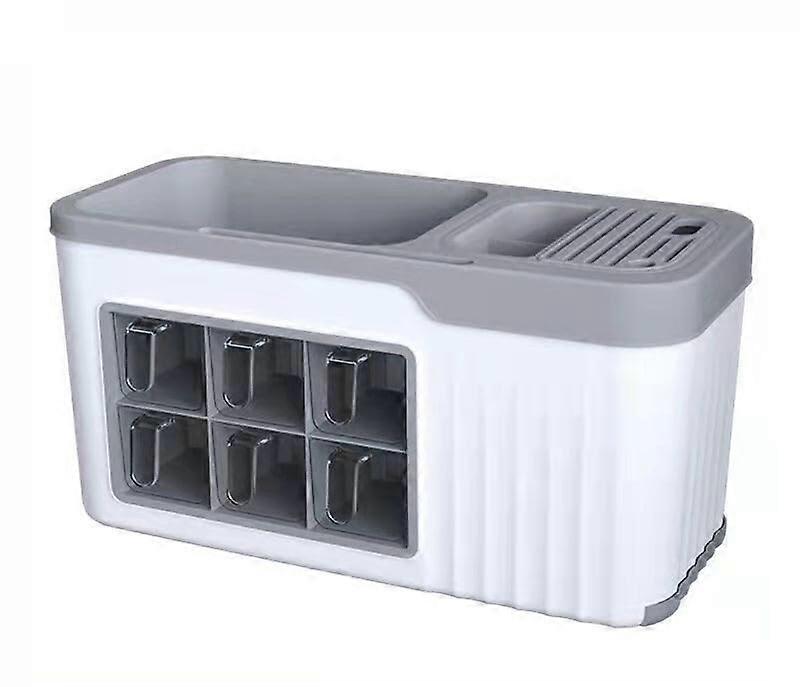 Kitchen Utensil Holder with Spice Rack Organizer, MultiSection Storage, Milkyellow, 6 Spoons