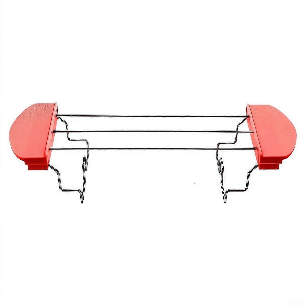 Stainless Steel Toaster Warming Rack with AntiScald Handles Bread Slice Holder Red