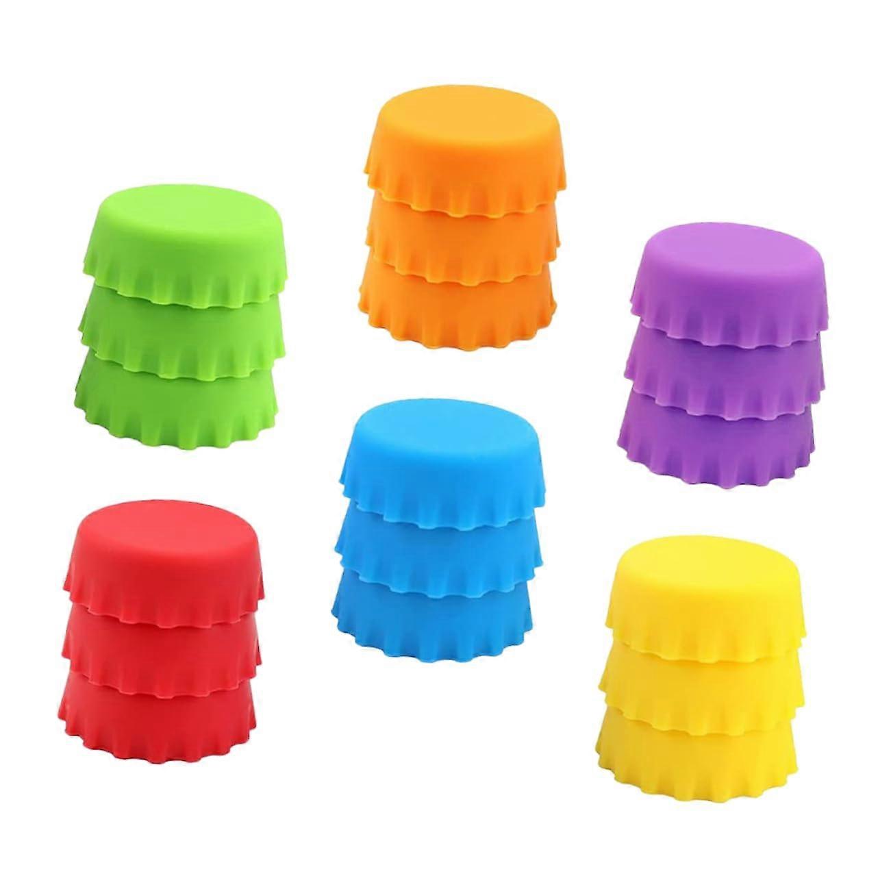 18pcs Reusable Silicone Beer Bottle Caps and Stoppers with ColorCoded Easy Sealing Design