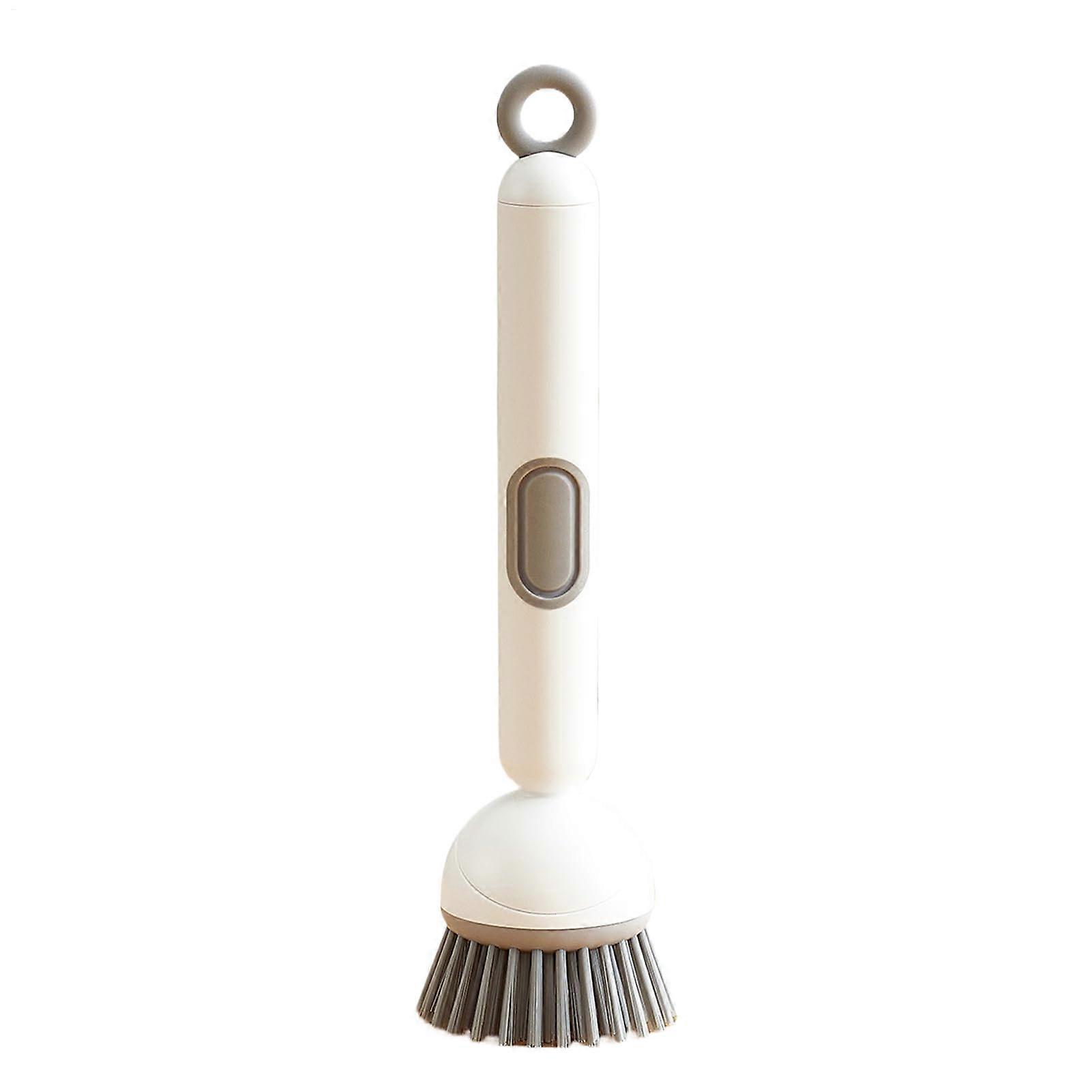 Dish Scrubber with 360° Rotating Brush and Refillable Detergent Handle for MultiSurface Kitchen Cleaning