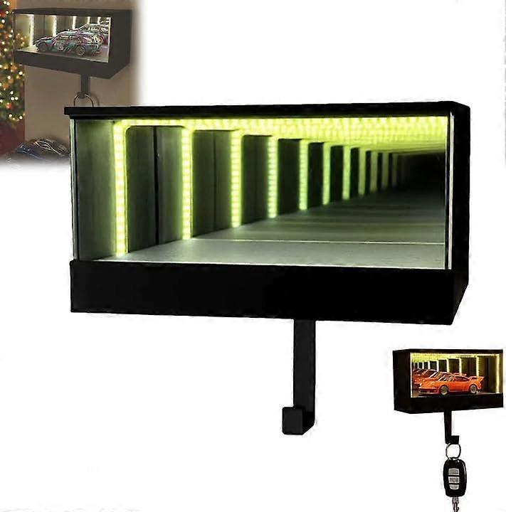 LED Garage Key Holder with Mirror Effect, Wall Mounted Key Rack for Car Enthusiasts