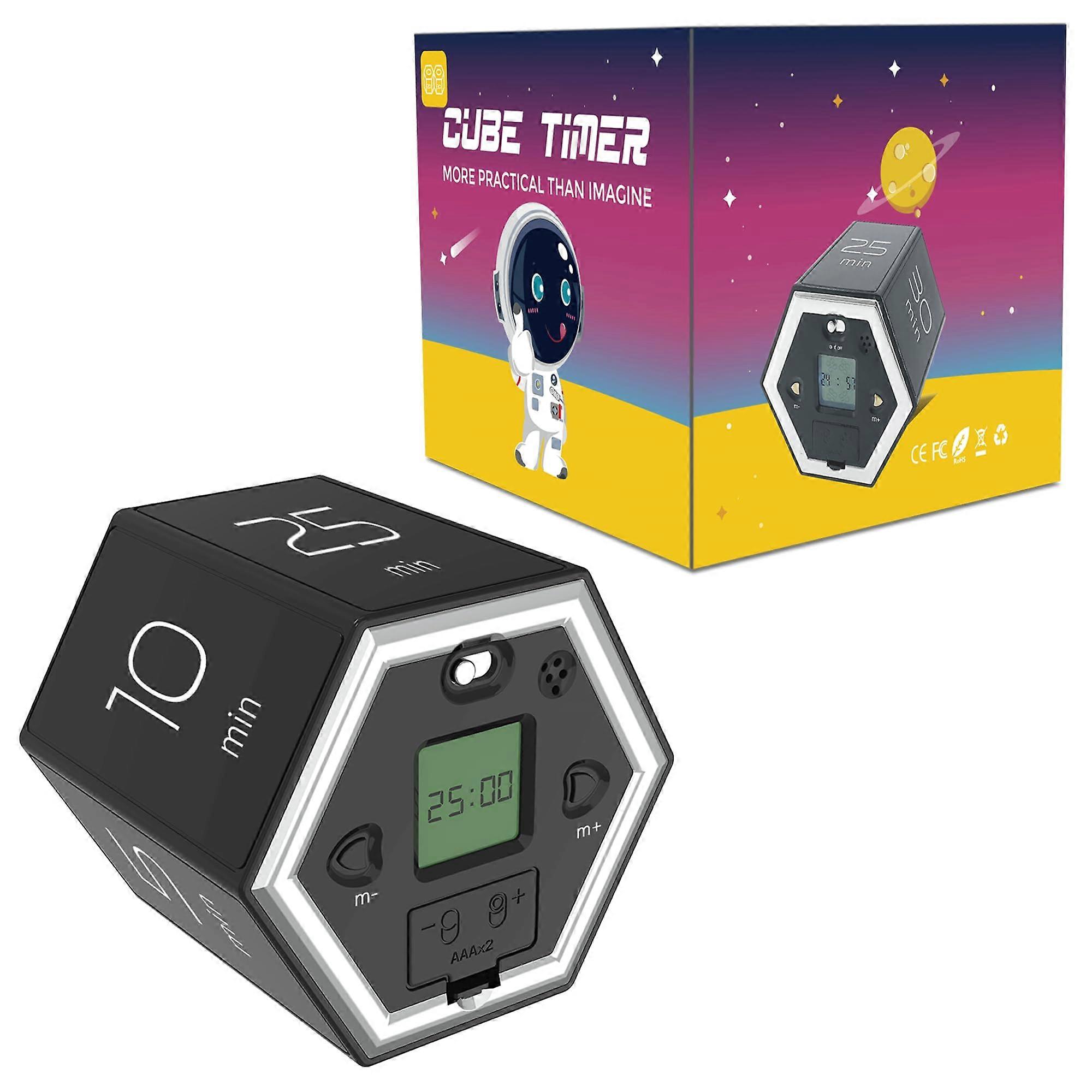 Digital Cooking Timer with Magnetic Flip, LCD Display, Presets, Silent Alarm, Black