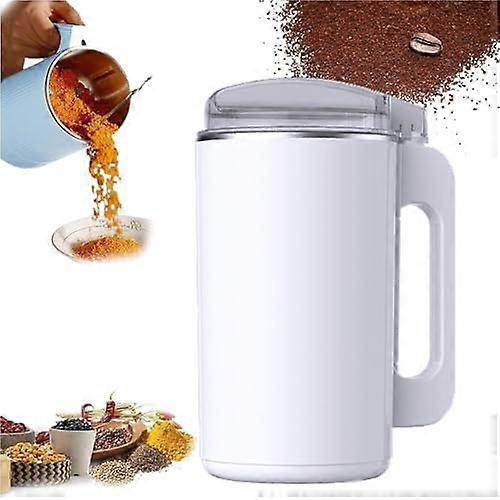 Electric Coffee Grinder and Grain Mill with Adjustable Speed, Quiet Large Capacity, White