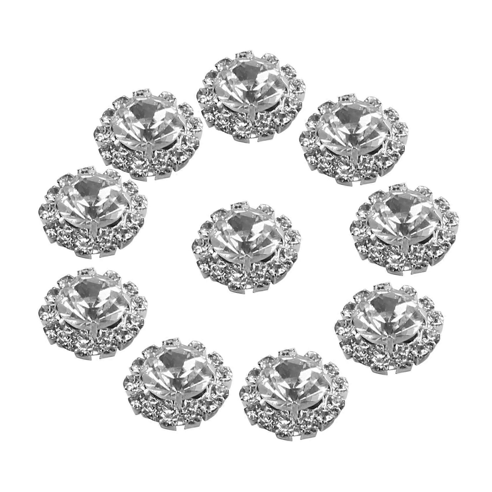 Crystal Rhinestone Button Flat back Decoration DIY 15mm 10 Pcs Clear