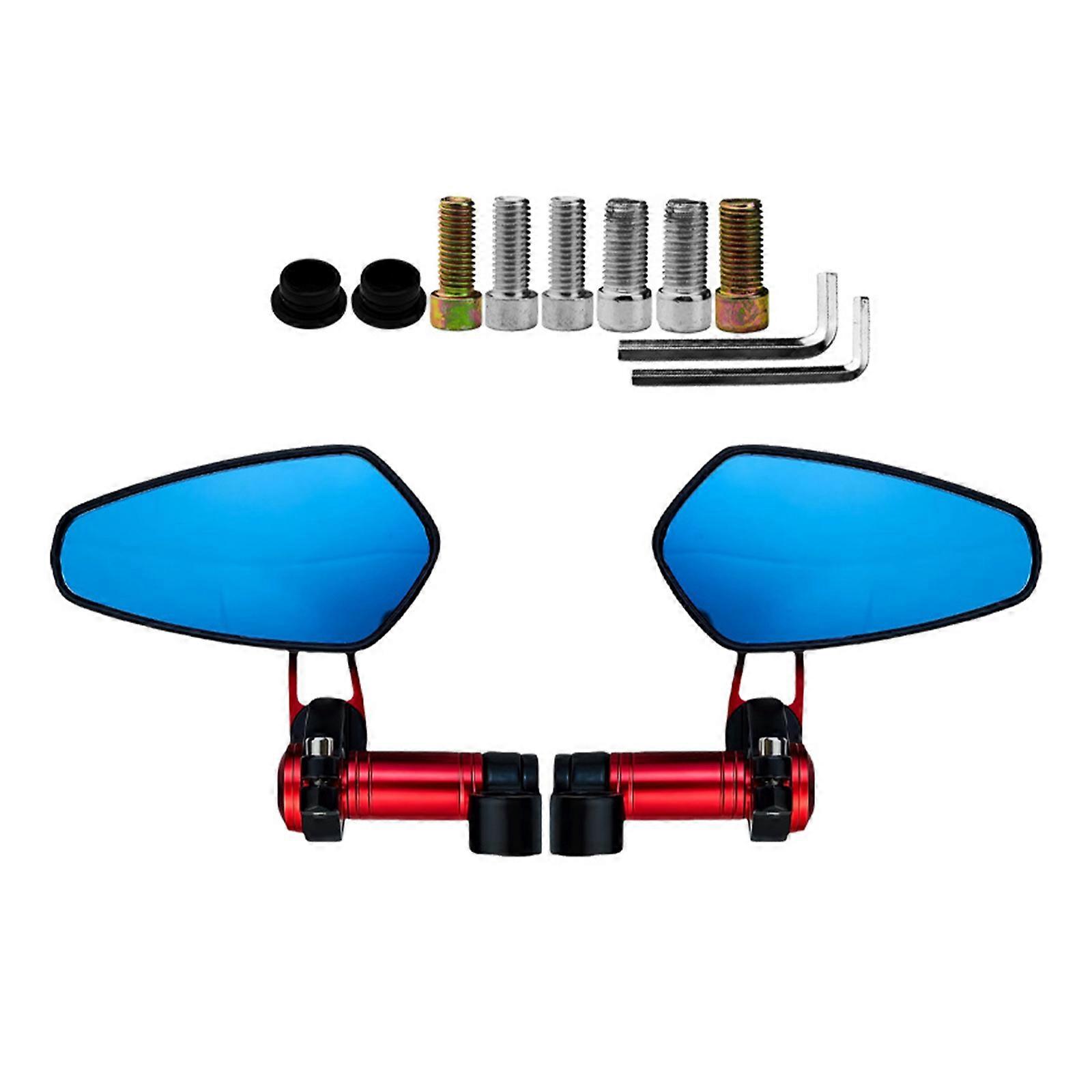 Easy Install Vibration Resistant Rear View Mirror With Wide View Motorcycle Accessory Handlebar Side Mirror  Red