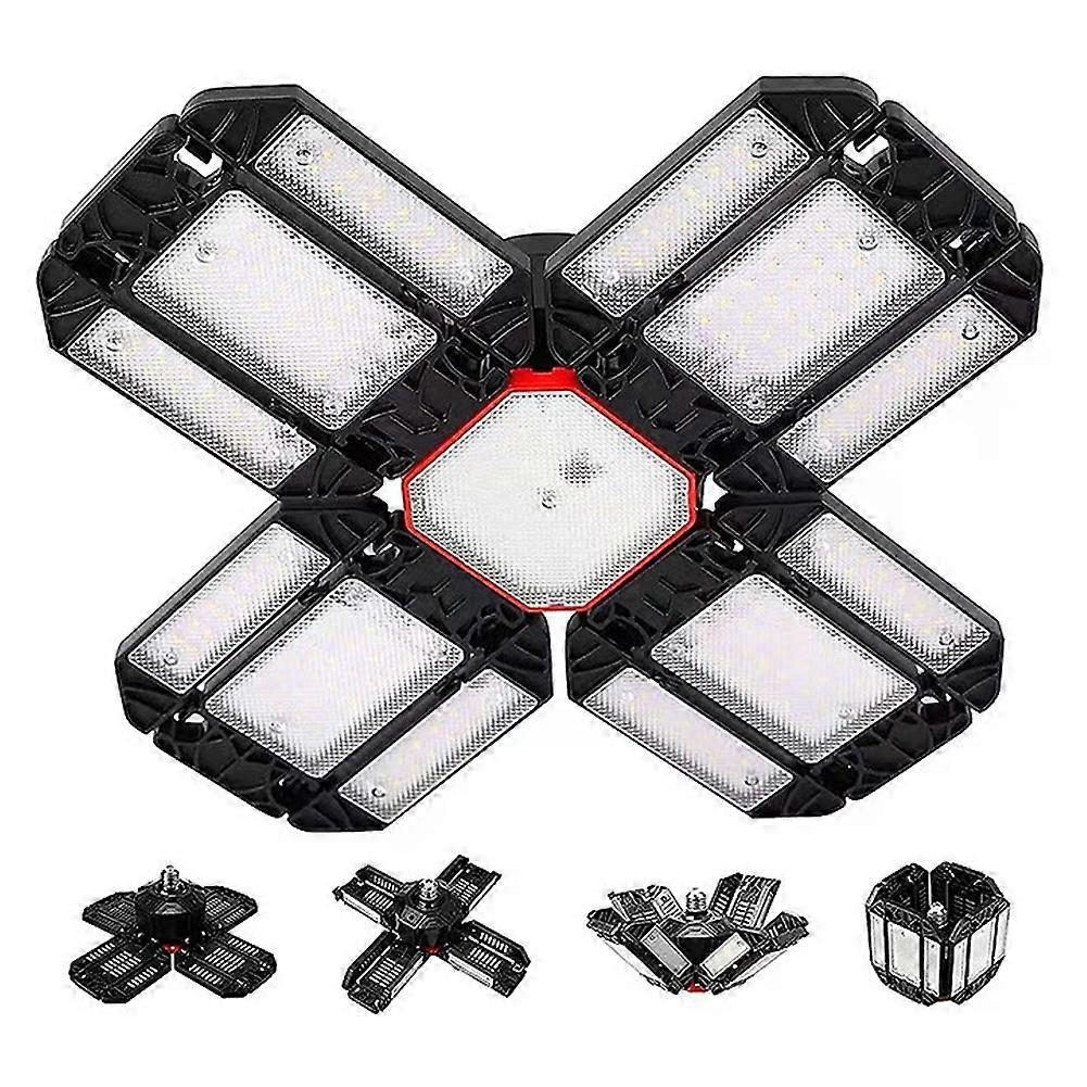 LED Garage Lights with 12 Adjustable Panels, E26/E27 6500K Deformable Ceiling Lighting