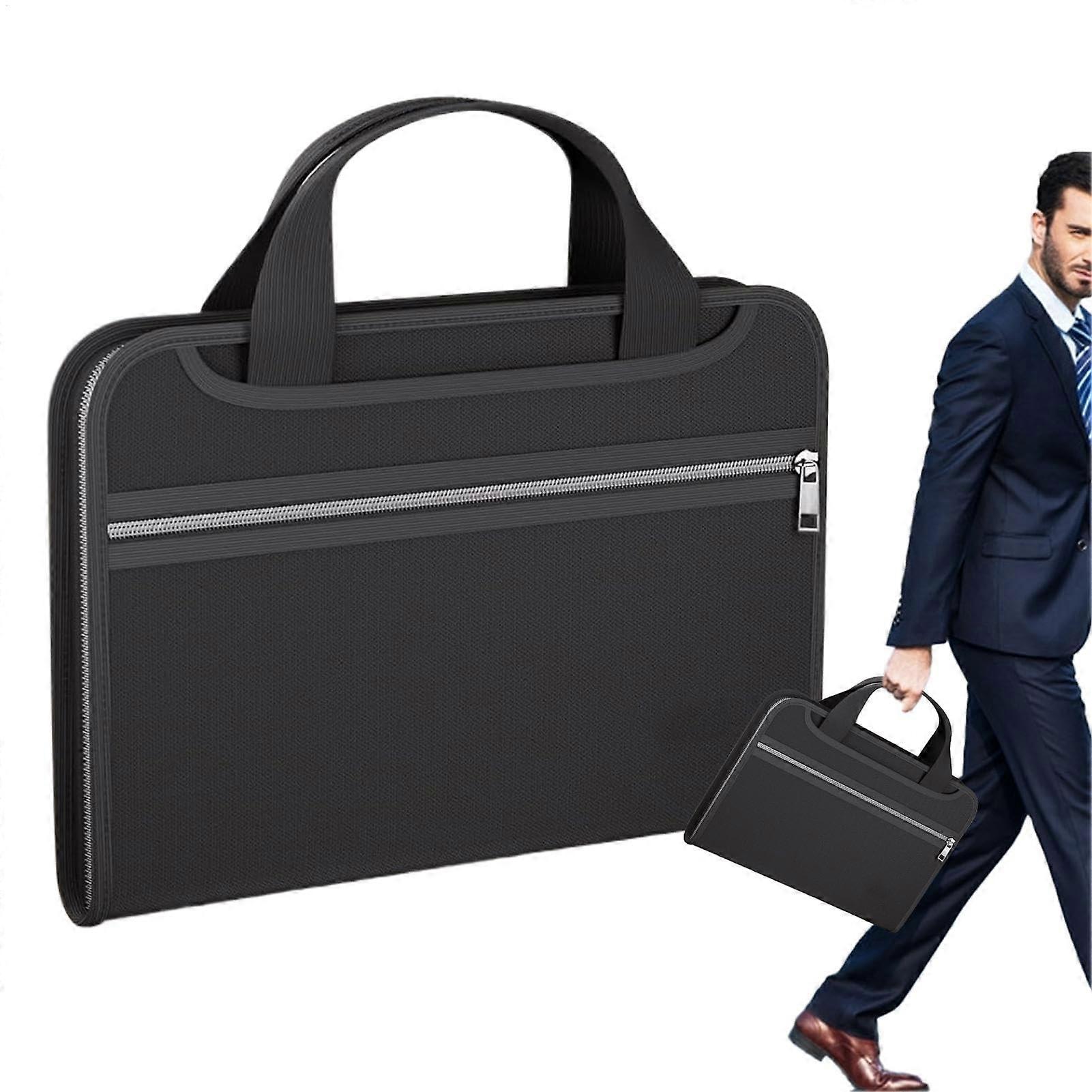 Fireproof Document Bag with Handle, MultiPocket A4 Letter Organizer, Expandable File Storage