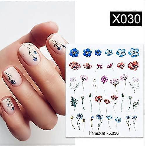 Water Nail Stickers with Precise Floral Design, Easy Water Application, Single Sheet X030