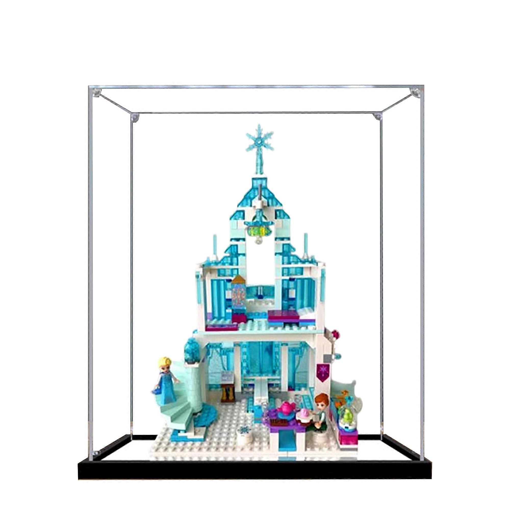 Acrylic Display Case for  43172 Elsa Castle, Dustproof Clear Showcase with Mirror Base