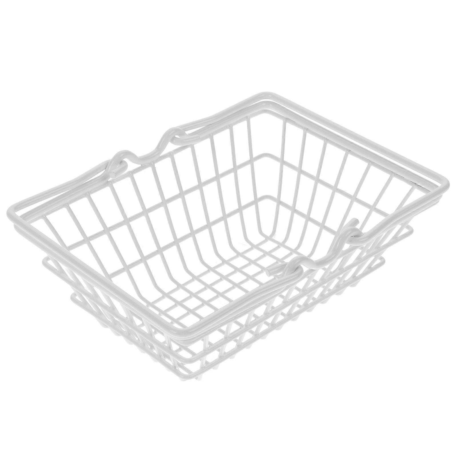 Silver Small Alloy Basket for Storage Compact Handheld Storage Basket
