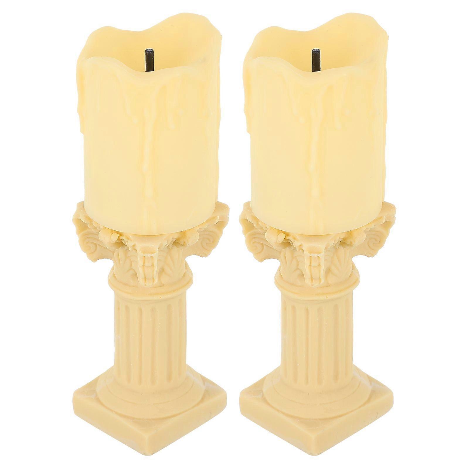 Creative Night Light Plaster Statue Candlesticks for Decor 2Sets