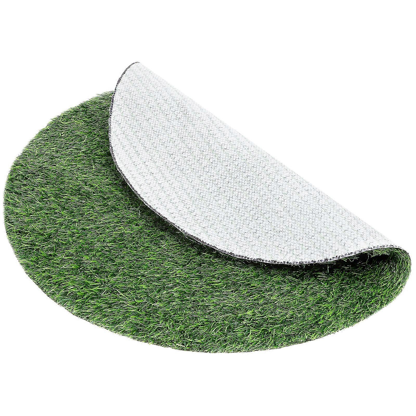 Round Grass Table Mat Simulated PVC Table Mat for Decoration 4Pcs Green