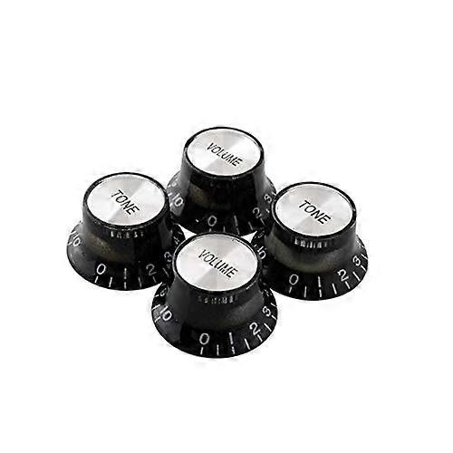 Guitar Control Knobs Set for LP SG, Silver Hat Bell Design, Replacement Volume and Tone Caps