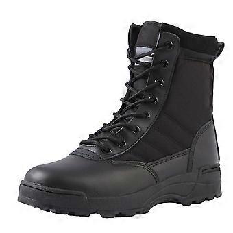 Bottes de travail tactiques militaires pour hommes, fermeture éclair latérale, en cuir, pour la moto et les activités de plein air.