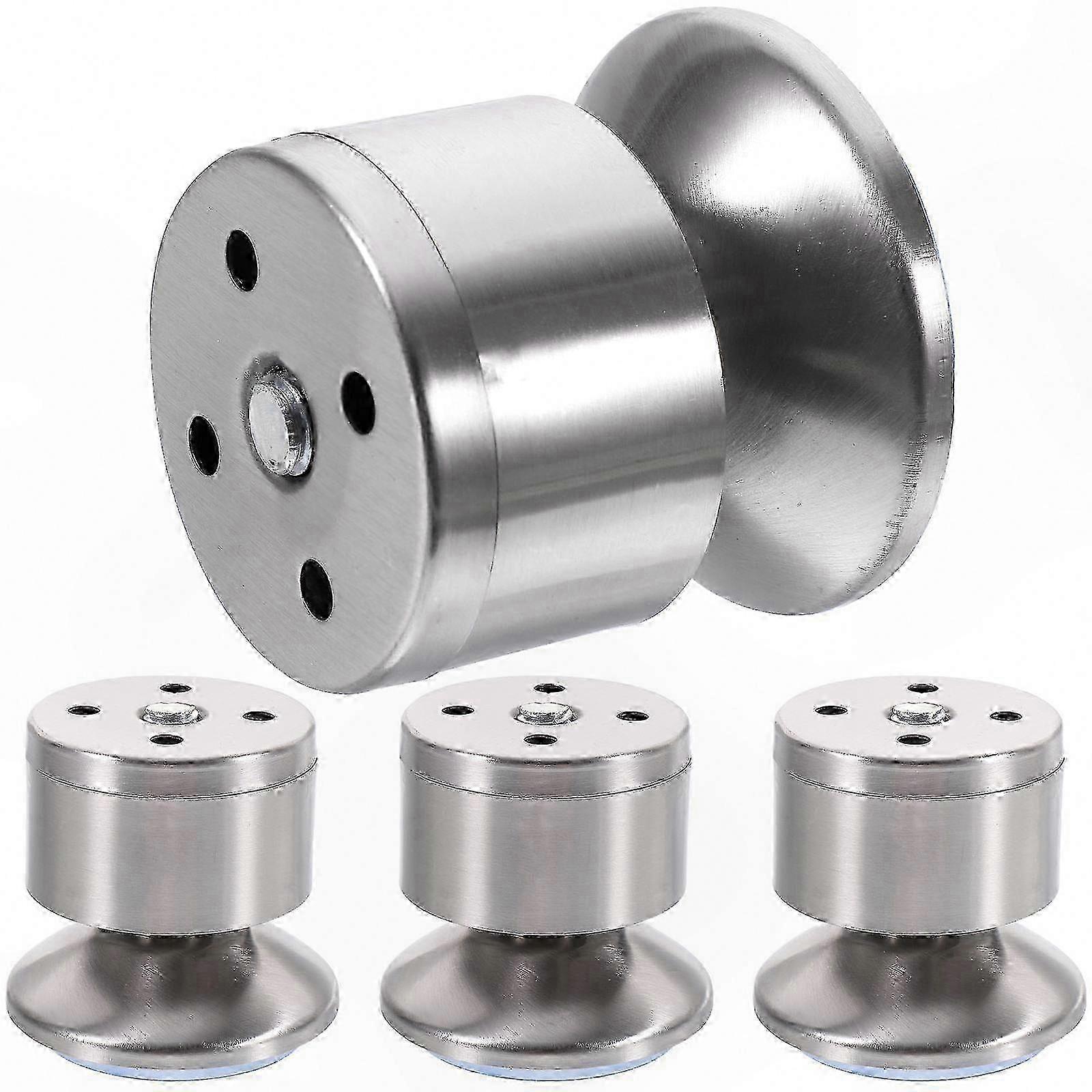 Silver Square Metal Risers for Height Adjustment, 4-Pack Adjustable Feet