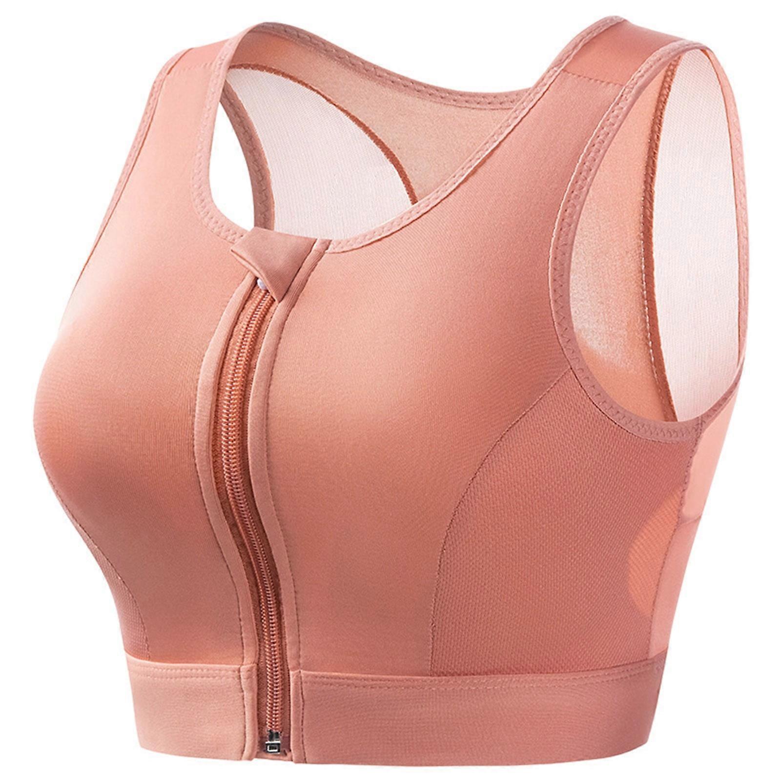 Womens Sports Bras High Impact Zip Front Sports Bra High Support Large Bust for Workout Running