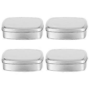 Silver Aluminum Cream Jar for Storage 4Pcs Square Refillable Can
