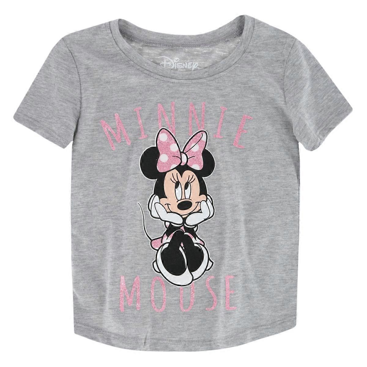 Jerry Leigh Girls Minnie Mouse Glitter Bow Short Sleeve T-Shirt