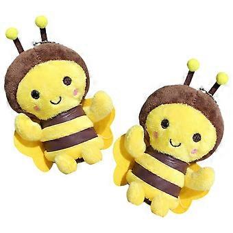 Lovely Doll Pendant Stuffed Bee Keychain for Decoration 2Pcs Plush Bag Charms