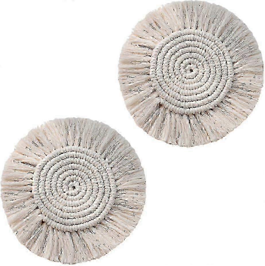 Boho Handmade Macrame coaster with Tassel Table Decor compatible with Mugs