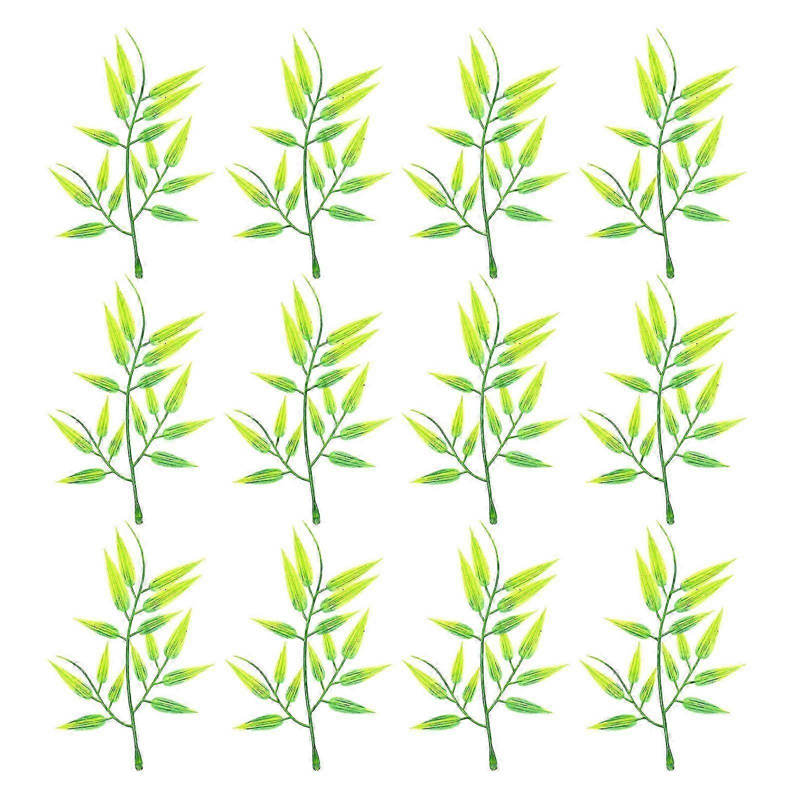 Simulation Bamboo Leaves Plastic Micro Landscape Decors with 80Pcs Quantity