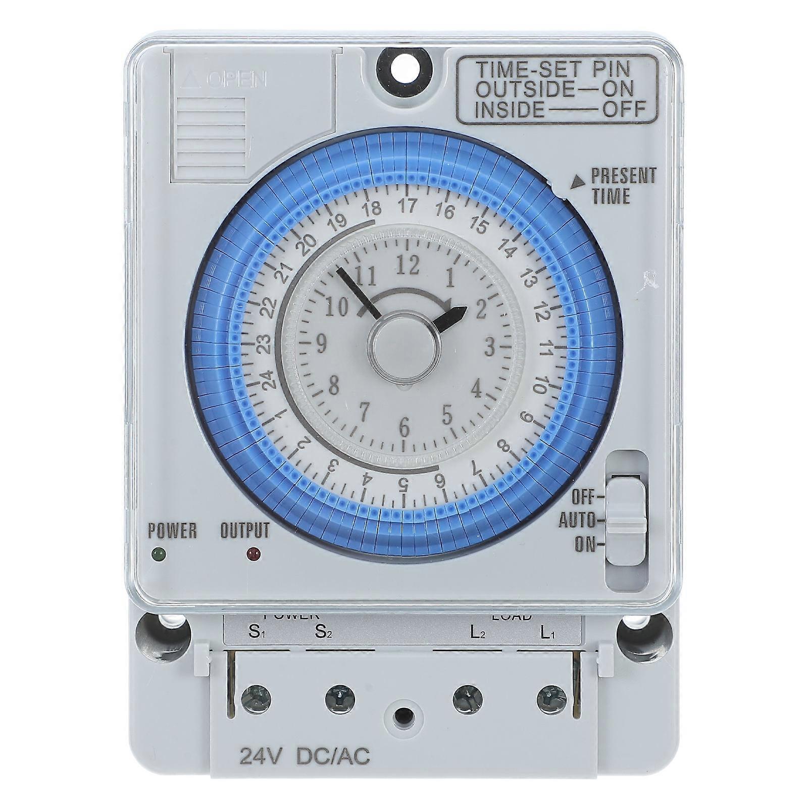 Precise Timer Mechanical Time Control Switch Portable Timer Durable Time Switch Timing Mechan for Home Kitchen (White 24VAC/DC)