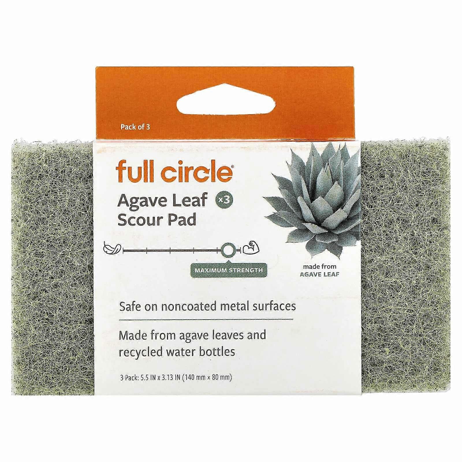 Full Circle, Agave Leaf Scour Pad, Maximum Strength, 3 Pack, 4-Pack