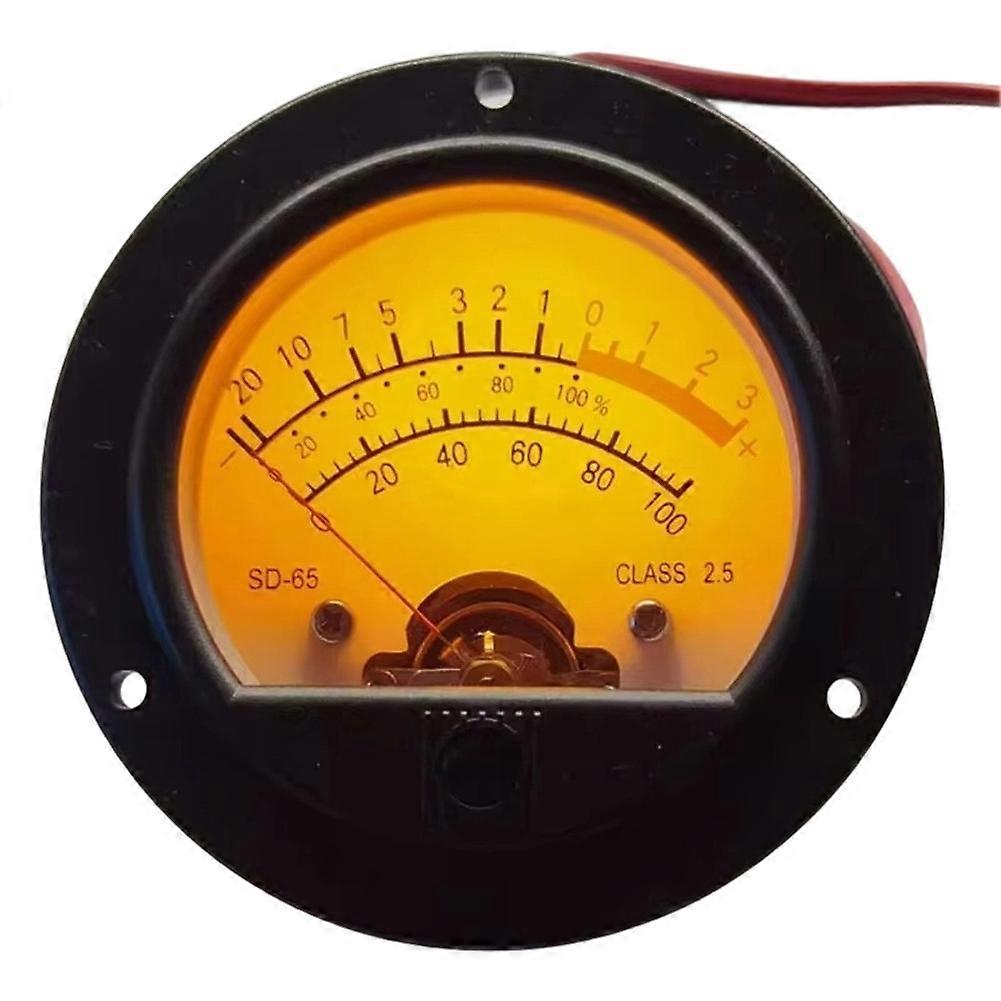 SD-65 Circular Black Pointer Meter Crown Retro Scale Vu Meter Level Voltage Strap Yellow Backlight