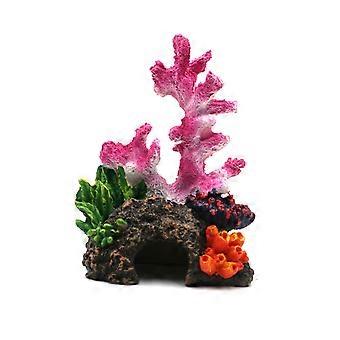 Prachtige handgemaakte koraalrif aquariumdecoratie met levendige kleuren, een grotwoning voor aquariums en een veelkleurig landschap.